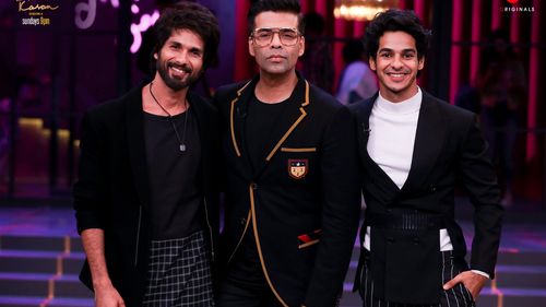 Karan Johar, Shahid Kapoor, and Ishaan Khattar in Koffee with Karan (2004)