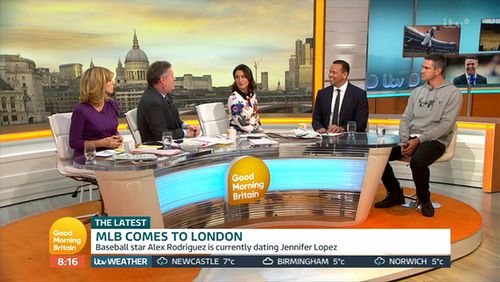 Piers Morgan, Alex Rodriguez, Kate Garraway, Susanna Reid, and Kevin Pietersen in Good Morning Britain (2014)