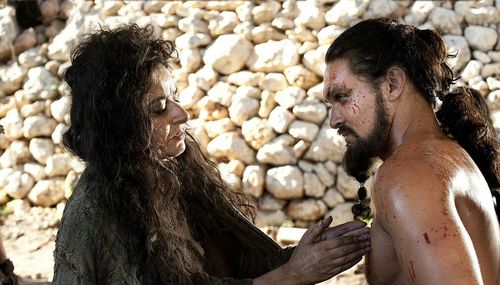 Jason Momoa and Mia Soteriou in Game of Thrones (2011)