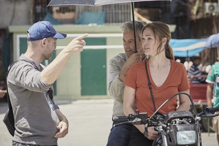 Óskar Thór Axelsson, Rupert Graves and Julia Stiles (Riviera)