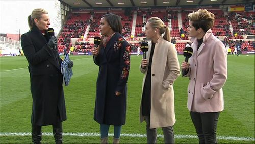 Gabby Logan and Alex Scott in Women's International Football: World Cup 2019 Warm Up: England vs. Spain (2019)