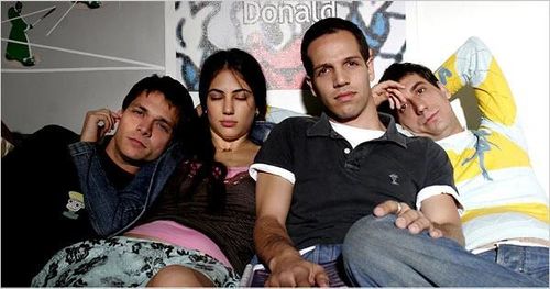 Ohad Knoller, Daniella Wircer, Alon Friedman, and Yousef 'Joe' Sweid in The Bubble (2006)