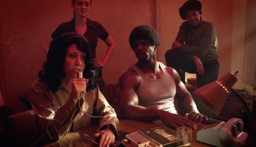 Terry Crews, Kristen Wiig, Tymberlee Hill, and Maria Blasucci in Drunk History (2013)