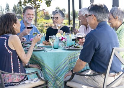 Wine toast at BBQ w/ friends