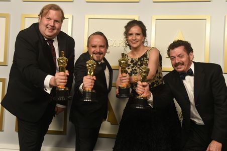 Jaime Baksht, Nicolas Becker, Michelle Couttolenc, and Phillip Bladh at an event for The Oscars (2021)