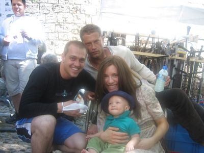 On set with Til Schweiger, son, Caden and Julia Dietze in 1/2 Ritter.