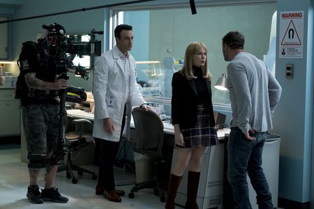 Tom Hardy, Michelle Williams, and Reid Scott in Venom (2018)