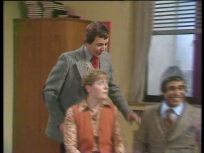 Barry Evans, Jacki Harding, and Dino Shafeek in Mind Your Language (1977)