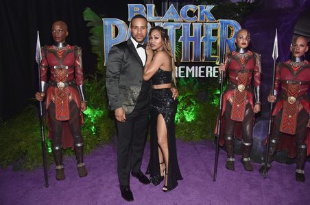 Meagan Good and DeVon Franklin at an event for Black Panther (2018)