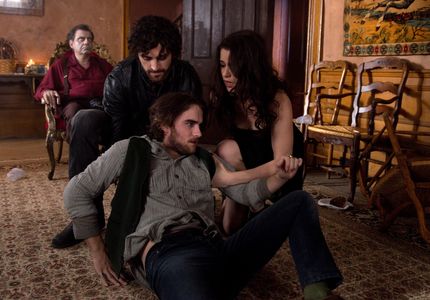 Kaniehtiio Horn, Landon Liboiron, and Luke Camilleri in Hemlock Grove (2013)