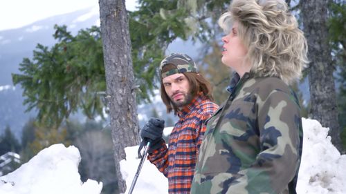 Guy (Mark Kenneth Woods) and Charmaine (Amy Goodmurphy) hunt for dinner.