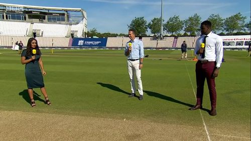 Carlos Brathwaite, Michael Vaughan, and Isa Guha in Cricket: Today at the Test (2020)