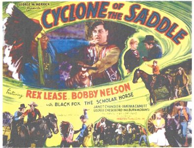 Yakima Canutt, Janet Chandler, George Chesebro, Chief Thunderbird, Rex Lease, and Bobby Nelson in Cyclone of the Saddle 