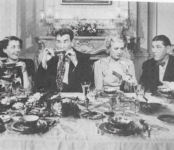 Helena Benda, Bess Flowers, Shemp Howard, and Tom Kennedy in Society Mugs (1946)