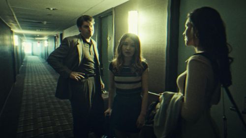 Still of Celeste Bruno, Emily Browning, and Travis Milne in American Gods