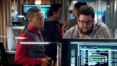 Shad Moss and Charley Koontz in CSI: Cyber (2015)