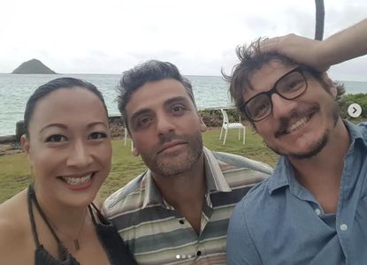 Grace Rowe with Oscar Isaac and Pedro Pascal for 