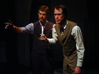 Simon C. Hussey (L) as Arthur Kipps in Woman in Black.