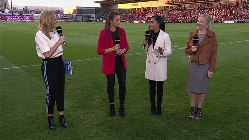 Gabby Logan, Alex Scott, Laura Bassett, and Nia Jones in Women's International Football (2010)