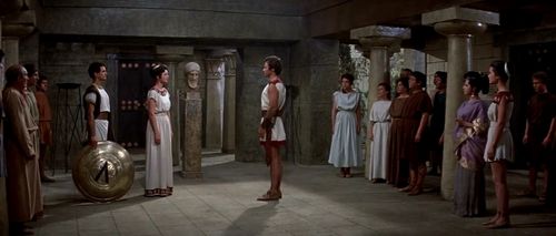 Diane Baker, Barry Coe, and Anna Synodinou in The 300 Spartans (1962)