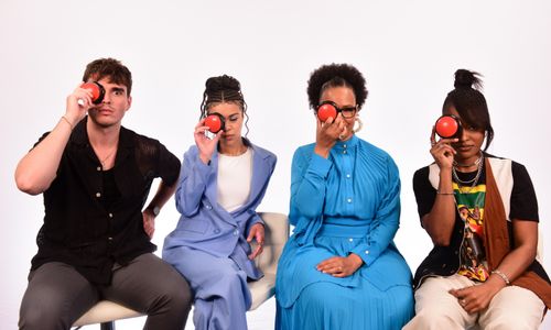 Golda Rosheuvel, Corey Mylchreest, India Amarteifio, and Arsema Thomas at an event for Queen Charlotte: A Bridgerton Sto