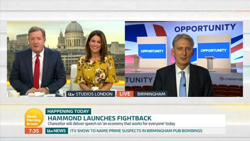 Piers Morgan, Susanna Reid, and Philip Hammond in Good Morning Britain (2014)