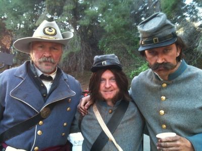 On the set of Desperate Housewives playing the role of a Civil War reenacter.