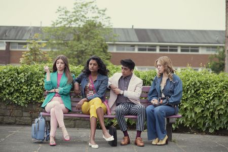 Aimee Lou Wood, Mimi Keene, Simone Ashley, and Chaneil Kular in Sex Education (2019)