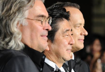 Tom Hanks, Paul Greengrass, and Shinzo Abe at an event for Captain Phillips (2013)