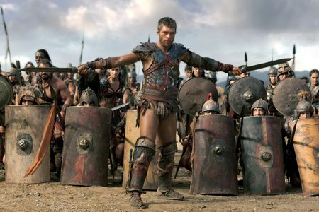 Shane Blakey, Barry Duffield, Cynthia Addai-Robinson, and Liam McIntyre in Spartacus (2010)