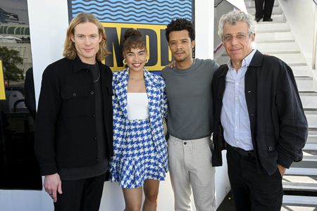 Eric Bogosian, Sam Reid, Jacob Anderson, and Bailey Bass at an event for Interview with the Vampire (2022)