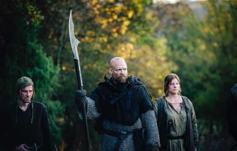 Guy Roberts (center) as Cyril in Medieval with Vaclav Jiracek (left) and Jennifer Armour (right)