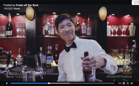 Playing a bartender on FRESH OFF THE BOAT, in an episode called 