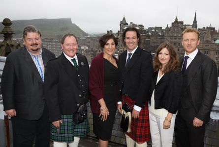 Robbie Coltrane, John Lasseter, Mark Andrews, Kelly Macdonald, Kevin McKidd, and Katherine Sarafian at an event for Brav