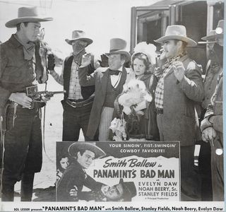 Smith Ballew, Evelyn Daw, Curley Dresden, Frank Ellis, and Stanley Fields in Panamint's Bad Man (1938)