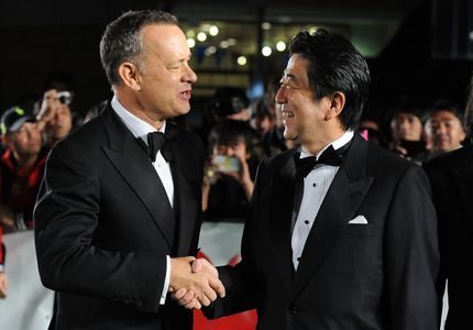 Tom Hanks and Shinzo Abe at an event for Captain Phillips (2013)