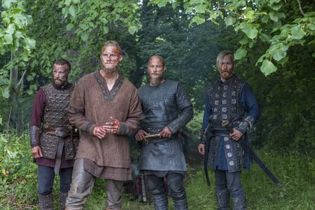 Peter Franzén, Jasper Pääkkönen, Travis Fimmel, and Alexander Ludwig in Vikings (2013)