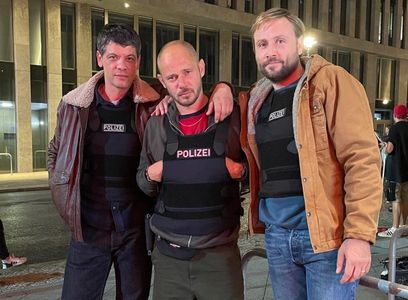 Max Riemelt, Antonio Wannek, and Carlo Ljubek in Sleeping Dog (2023)