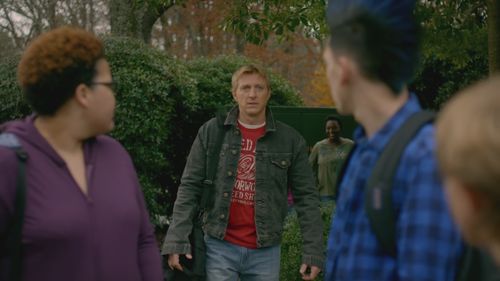 William Zabka, Jacob Bertrand, and Nichole Brown in Cobra Kai (2018)