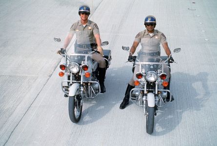 Erik Estrada and Larry Wilcox in CHiPs (1977)