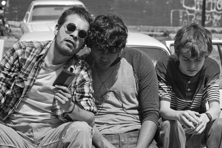 Leonardo Ortizgris, Tenoch Huerta, and Sebastián Aguirre in Gueros (2014)