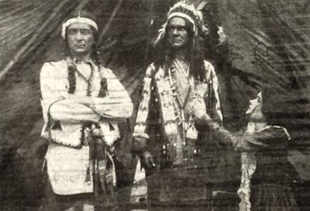 Paul Hurst, Jane Wolfe, and Knute Rahm in The Redskin Raiders (1912)