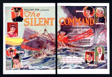 Bela Lugosi, Martin Faust, Carl Harbaugh, Betty Jewel, Edmund Lowe, Martha Mansfield, and Alma Tell in The Silent Comman