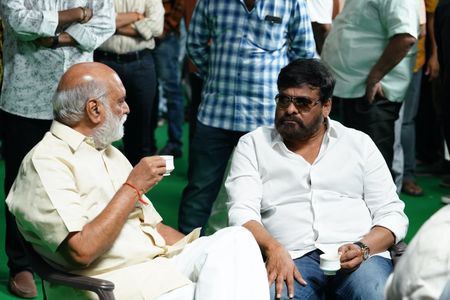 Chiranjeevi and K. Raghavendra Rao at an event for RRR (2022)