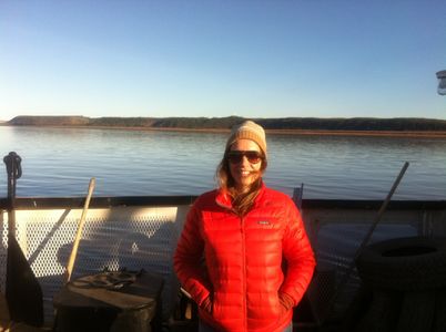 On location Peel River ferry - Canadian Subarctic near Tsiigehtchic and Ft. McPherson