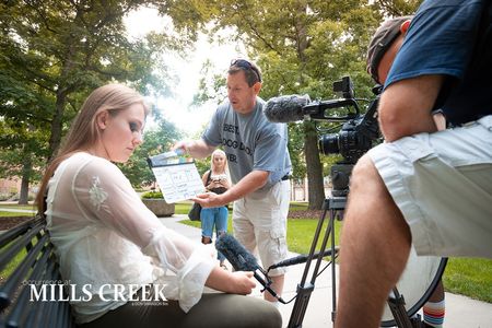 Slating on the set of the film Occurrence at Mills Creek on the campus of IUP in Indiana, PA.