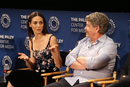 Emmy Rossum and John Wells at an event for Shameless (2011)