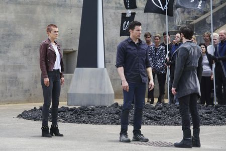 Anson Mount, Serinda Swan, and Iwan Rheon in Inhumans (2017)