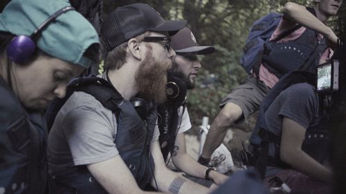 Cameron Tremblay & Nick Szostakiwskyj on the set of Hammer of the Gods