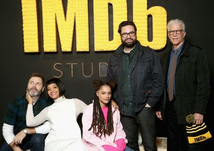 Ted Danson, Nick Offerman, Brett Haley, Kiersey Clemons, and Sasha Lane at an event for Hearts Beat Loud (2018)